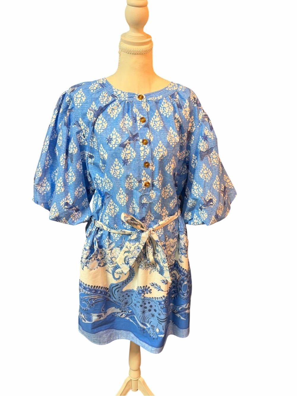 Coastal Boho Bird Alligator Print A Loves A Dress NWT XL